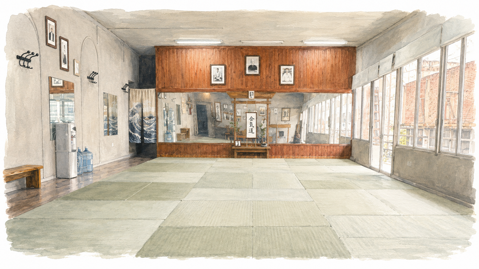 Ilustración de práctica de Aikido