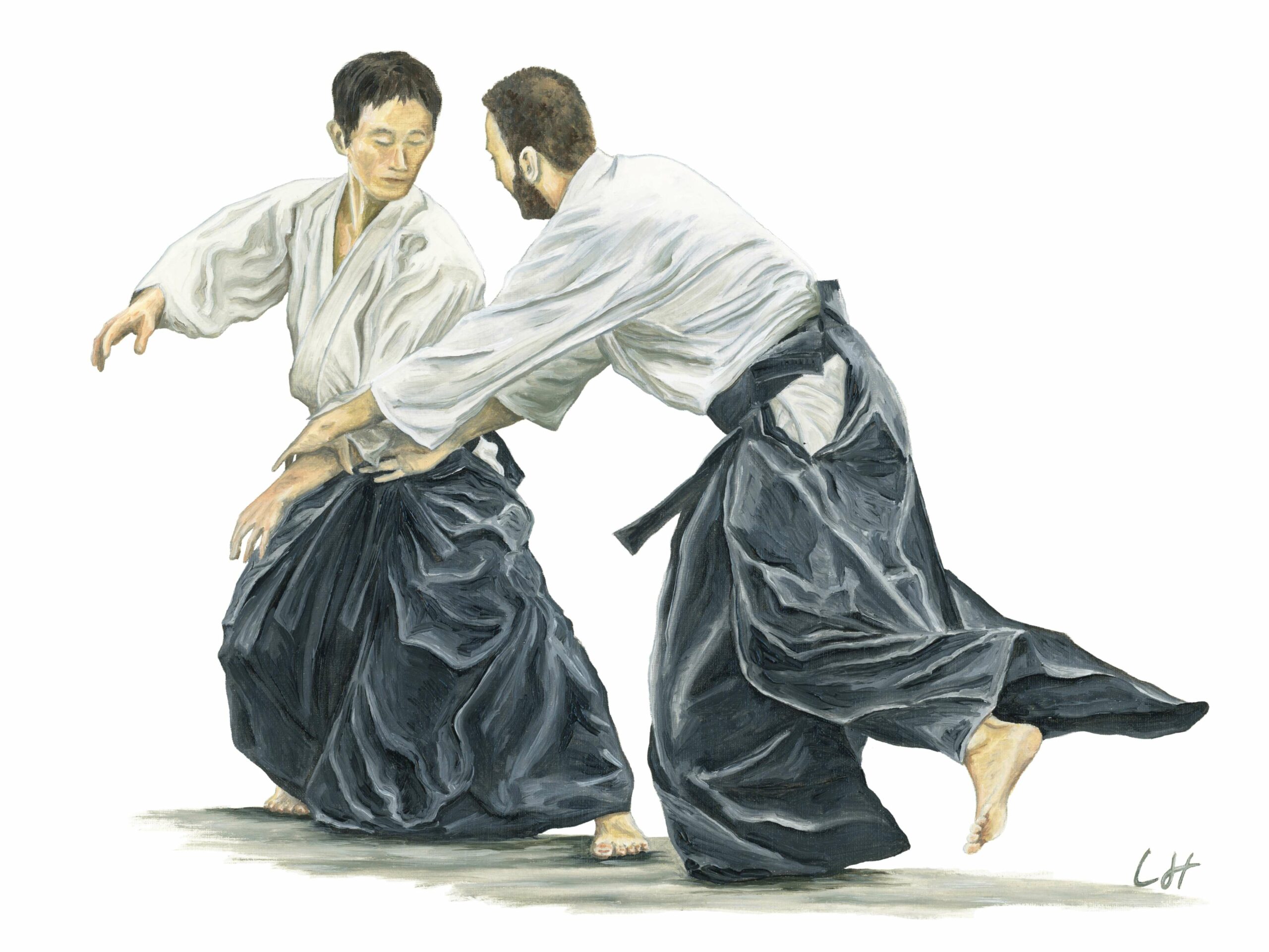 Ilustración de práctica de Aikido